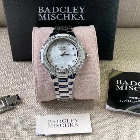 Mischka Silver Badgley Mischka Watch Swarovski Crystals NIB  display picture 3